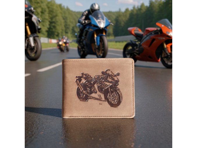 Leather wallet with a motorycle Kožené zboží Zamlinsky Post 5
