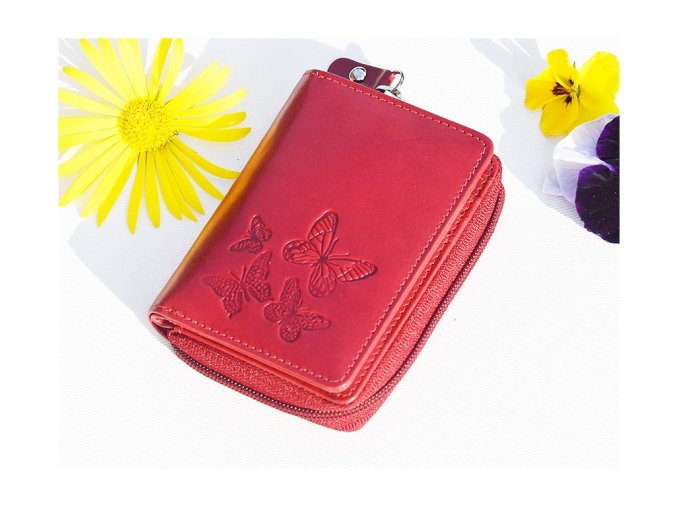 Mały portfel damski 8123 "motyle" czerwony
