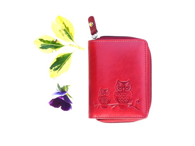 Mały portfel damski 8123 "sowy" czerwony
