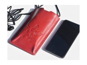 Torebka na telefon etui na ramie "Motyle" czerwona