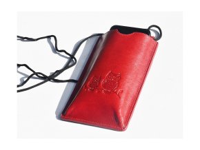 Torebka na telefon etui na ramie "Sowy" czerwona