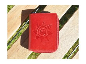 Mały portfel damski 8123 "slońce ze spiralą" czerwony