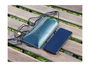 Torebka na telefon etui na ramie "sowy" ciemnozielona
