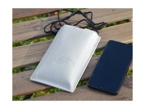 Torebka na telefon etui na ramie "Piórko szcęścia" biała