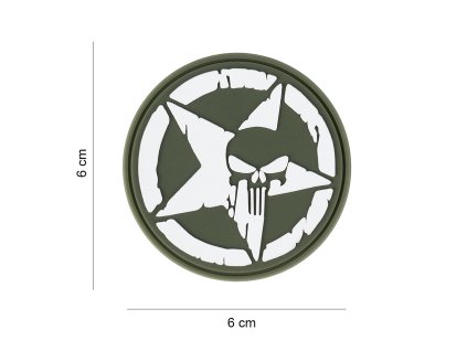 Nášivka 3D PVC Punisher spojenecká hvězda zelená