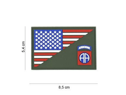 Nášivka 3D PVC 82nd Airborne half flag