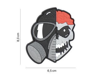 Nášivka 3D PVC skull with brains and gasmask