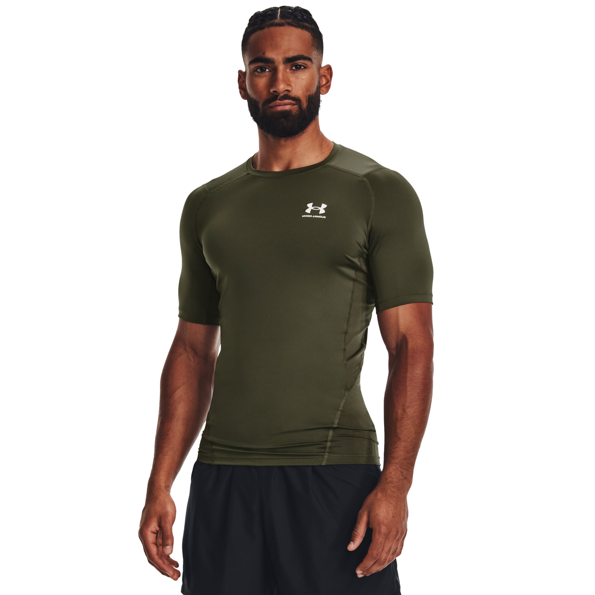 Under Armour Pánské kompresní triko s krátkým rukávem tmavě zelené HG Armour Comp SS 1361518-390