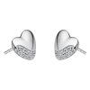 Stříbrné náušnice ve tvaru srdce s bílými zirkony Pavé