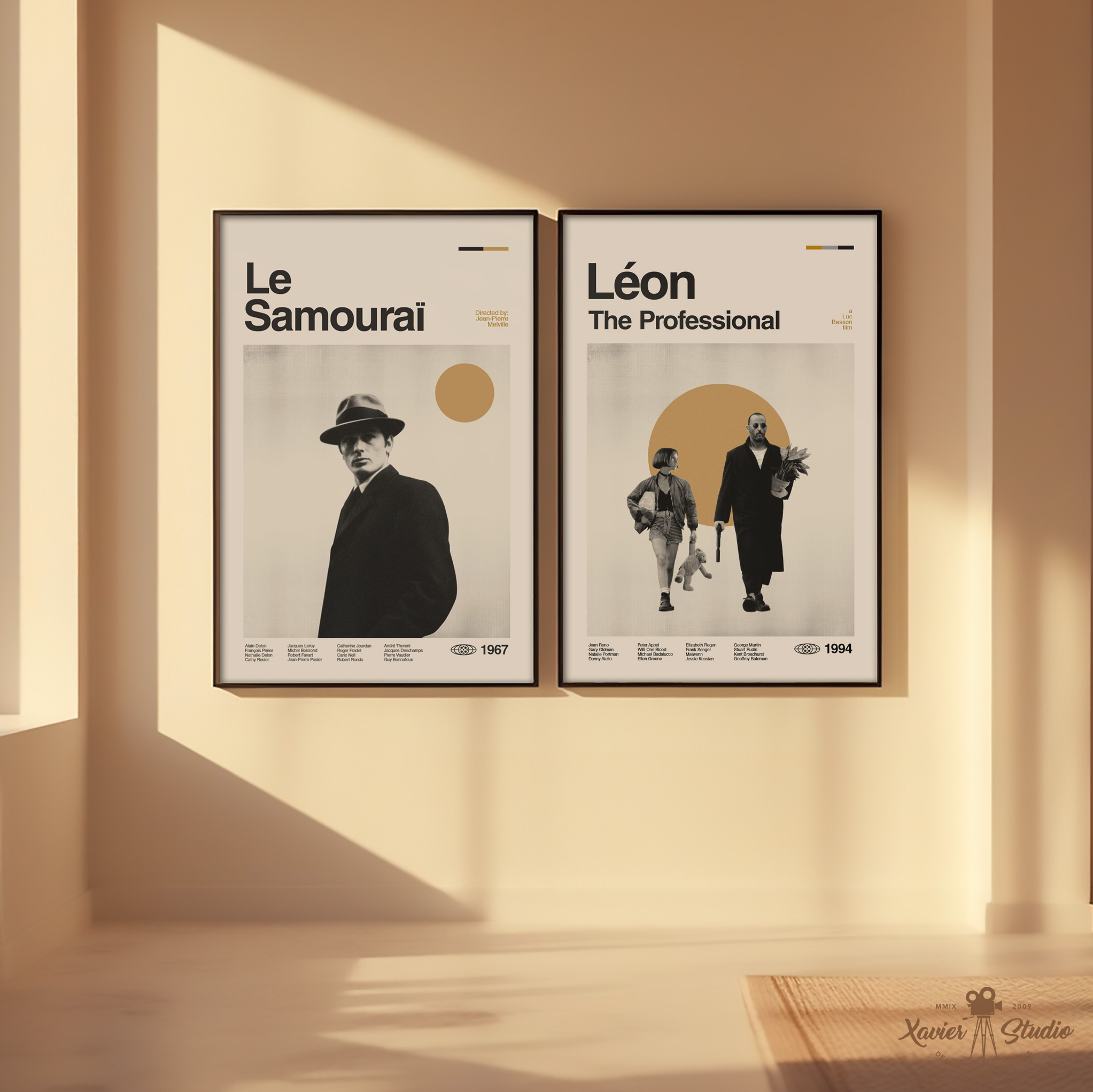 Leon-profesionál-Samoraj-Alain-Delon-minimalistický-plakát-50x70-ikea-rám-obraz-obývák-gauč-XAVIER