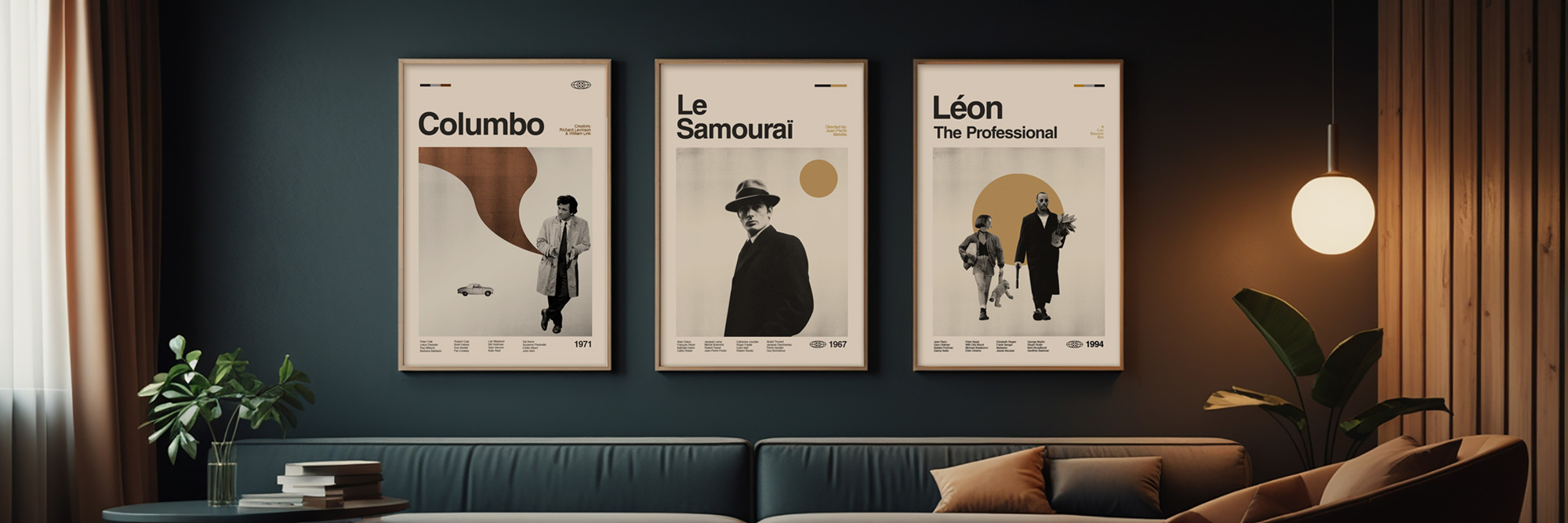 Plakáty-Leon-Samuraj-Columbo,-obývák,-Ikea-Rámy-50x70-cm-IKEA-a-XLUTZ-ASKO-xavier