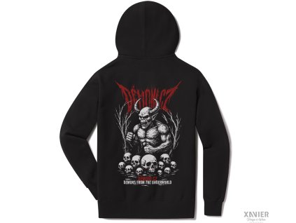 Demonicz lebky mikina cerna kapuce Zada