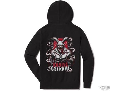 Demonicz ohniva ostrava mikina cerna kapuce zada