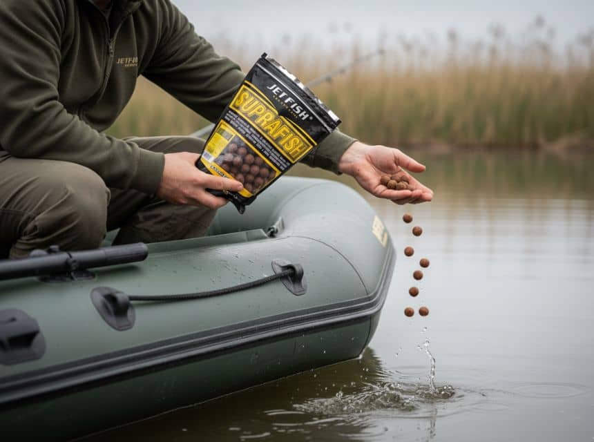 clanok-boilies-najúčinejšie-nástrahy-na-kapra-rybar-na-clne-krmi-svoje-lovne-miesto