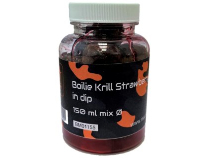 Mastodont Baits - Boilies KRILL STRAWBERRY BERGAMOT v dipe 150ml mix 20/24mm