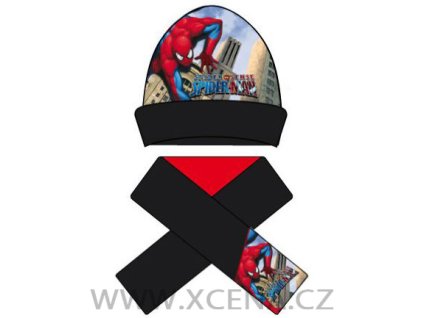 SPIDERMAN čepice se šálou černá