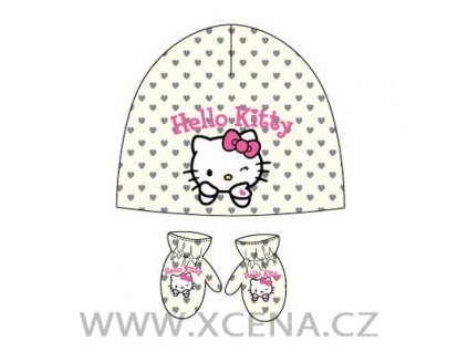 Hello Kitty čepice rukavice bílé