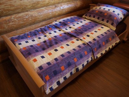 Povlečení bavlněné 140x200,70x90 fialové kostky