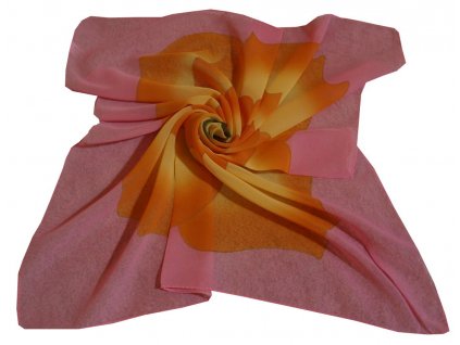 Šátek růžový s květinou