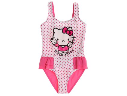 Hello Kitty plavky vcelku růžovobílé