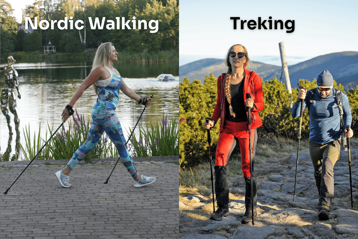 Rozdíl použití mezi nordic walking a trekingovými holemi