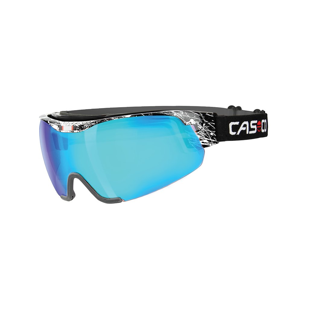 CASCO SPIRIT CARBONIC SPLATTER, white-bluemirror, brýle na běžky