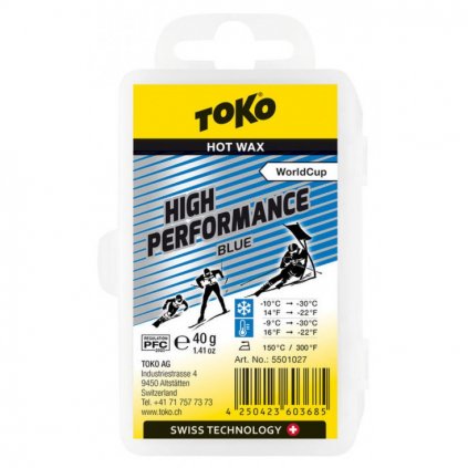 TOKO High Performance Blue Hot Wax, -9°C až -30°C, 40 g, sklzný vosk