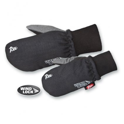 REX Mitten, black/grey, dětské teplé rukavice /palčáky