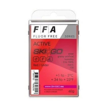 SKI-GO FFA Active 60g, Red, +1°C to -5°C, Fluor-Free Paraffin