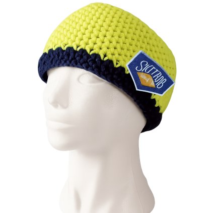 SKITRAB Fascia Super Maximo, neon/tmavě modrá pletená čelenka