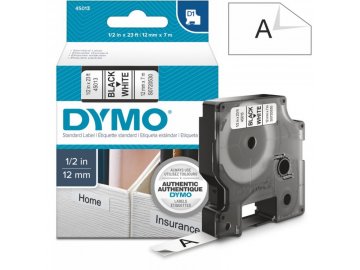 DYMO páska D1, 12mm x 7m, S0720530 (45013) bílá, černý tisk