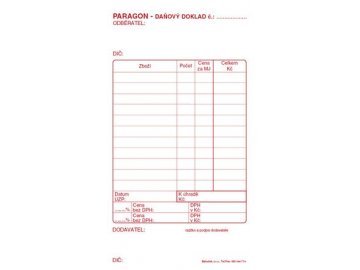 Paragon daňový doklad PT010  Samoprop.