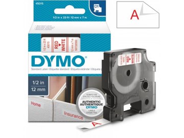 DYMO páska D1, 12mm x 7m, S0720550 (45015) bílá, červený tisk