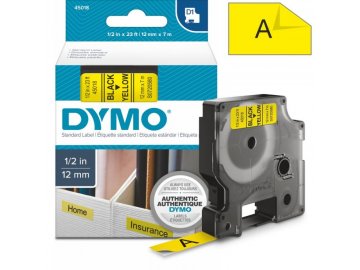 DYMO páska D1, 12mm x 7m, S0720580 (45018) žlutá, černý tisk