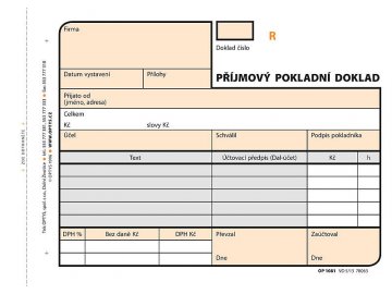 Příjmový doklad A6, samoprop., číslovaný, 2 x 50 listů 1081