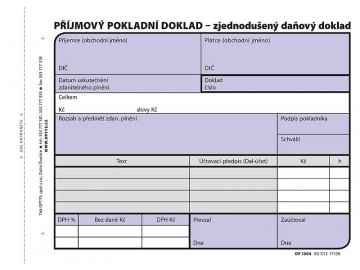 Příjmový doklad A6, zjednodušený, samoprop., 100 listů 1304