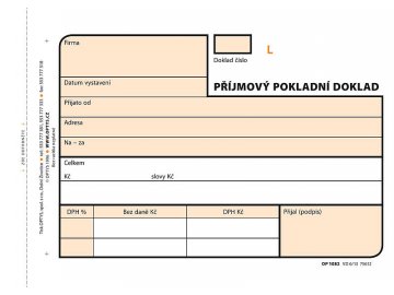 Příjmový doklad A6, samoprop., číslovaný, 3 x 25 listů 1082