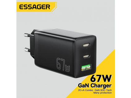 Essager 3-port GaN Charger 67 W (Barva Černá)