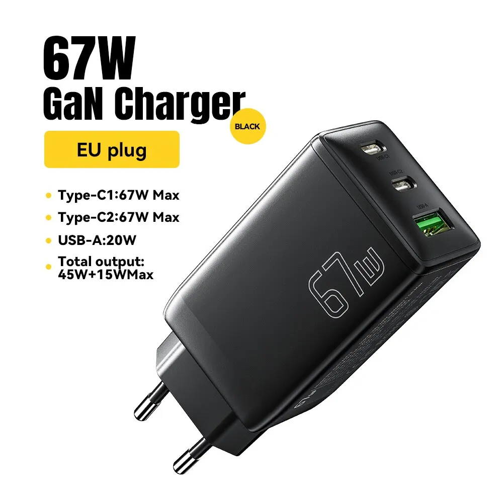 OEM Essager 3-port GaN Charger 67 W Barva: Černá