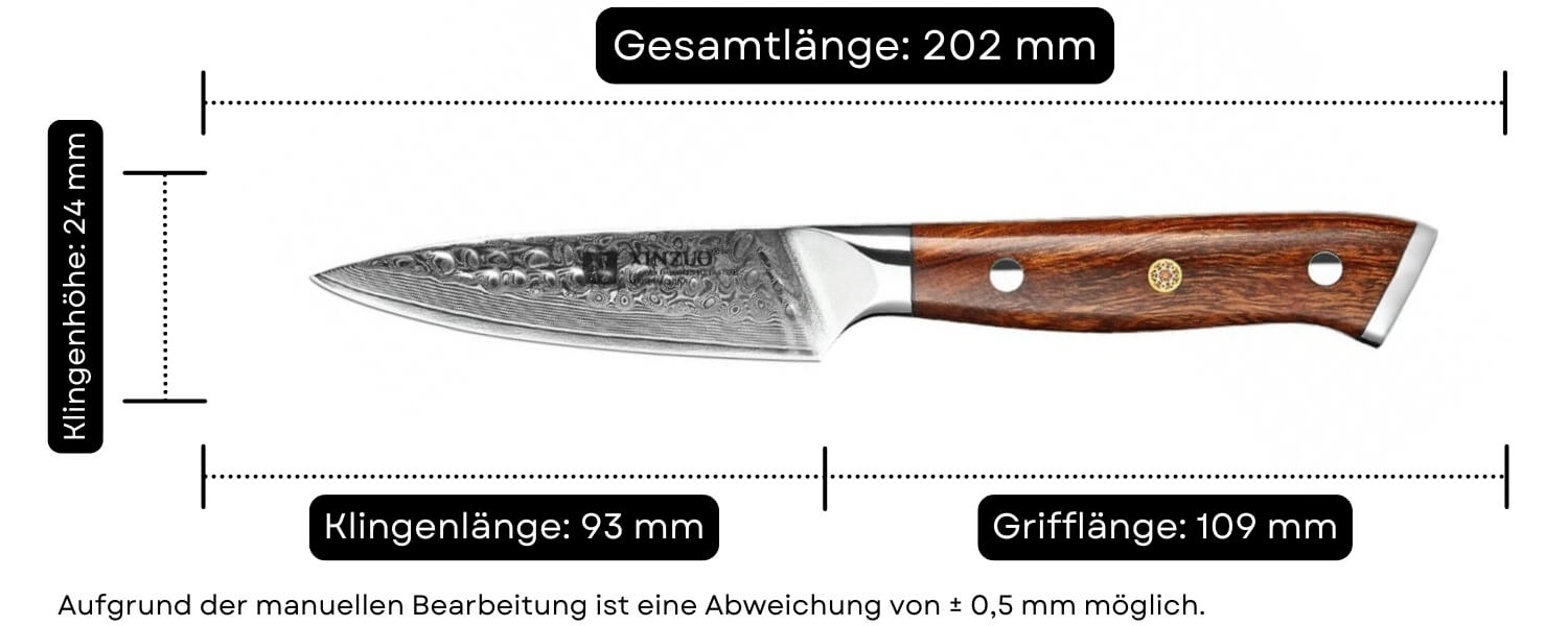 Abmessungen des Schälmessers XinZuo Yu B13D