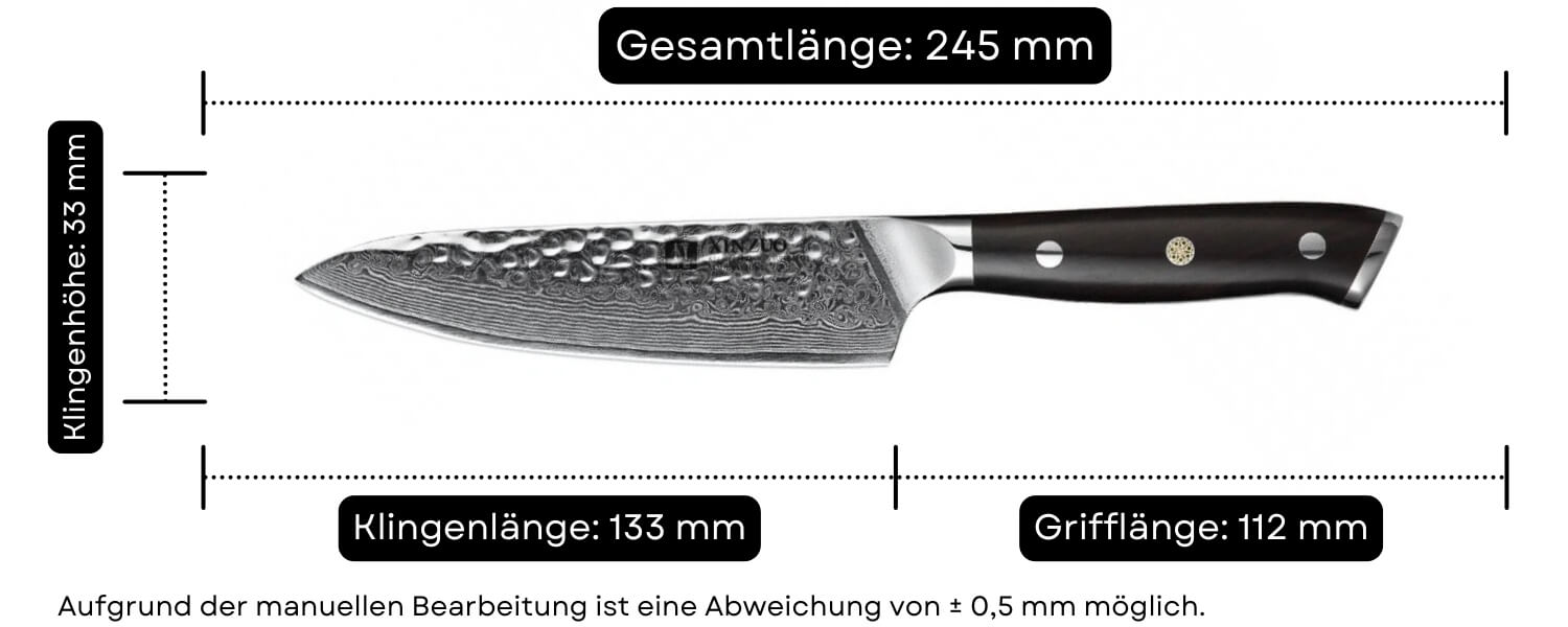 Abmessungen des Gemüsemessers XinZuo Yu B13H
