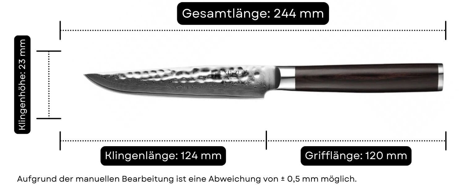 Abmessungen des Steakmessers XinZuo He B1H