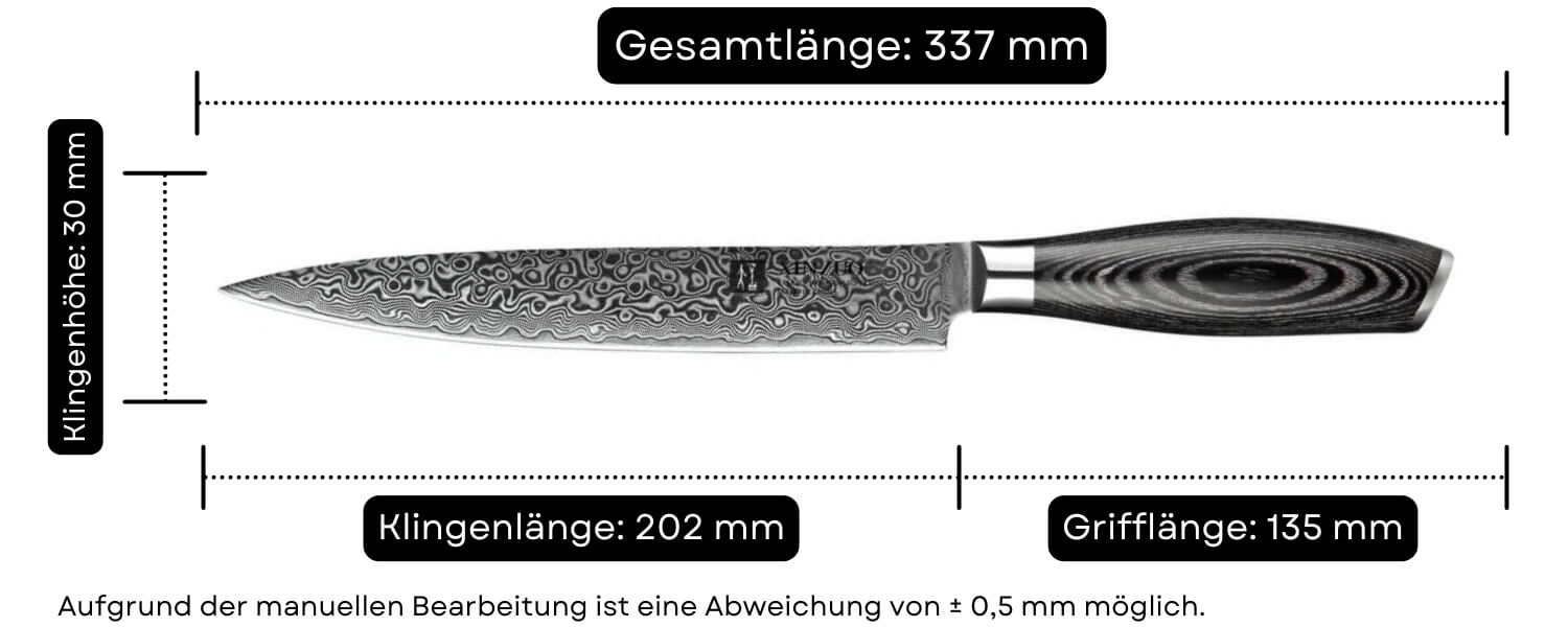 Abmessungen des Fleischmessers XinZuo Ya B20