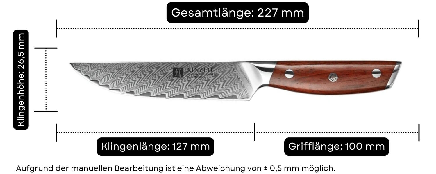 Abmessungen des Steakmessers XinZuo Yi B27