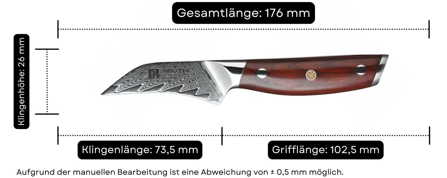 Abmessungen des Schälmessers XinZuo Yi B27