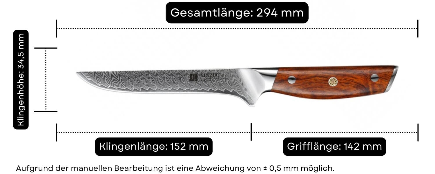Abmessungen des Ausbeinmessers XinZuo Yi B27