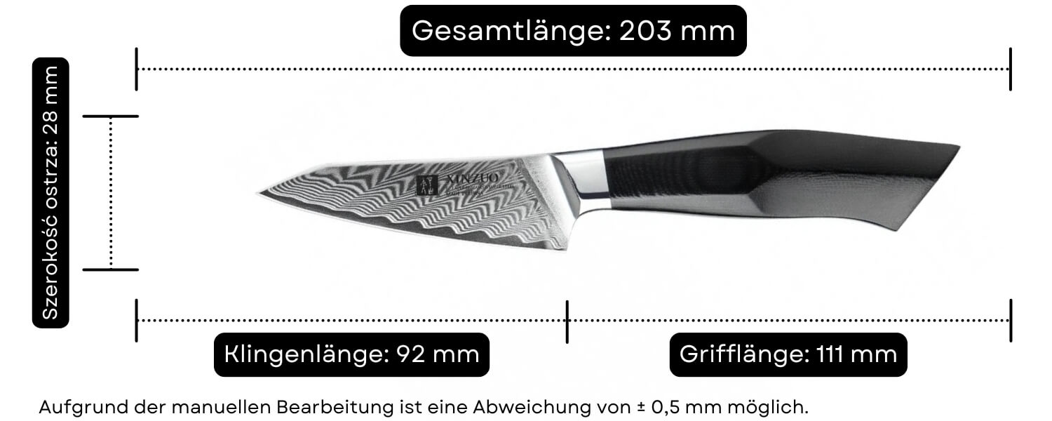 Abmessungen des Schälmessers XinZuo Feng B32