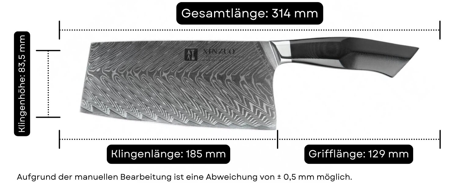 Abmessungen des Messers TAO XinZuo Feng B32