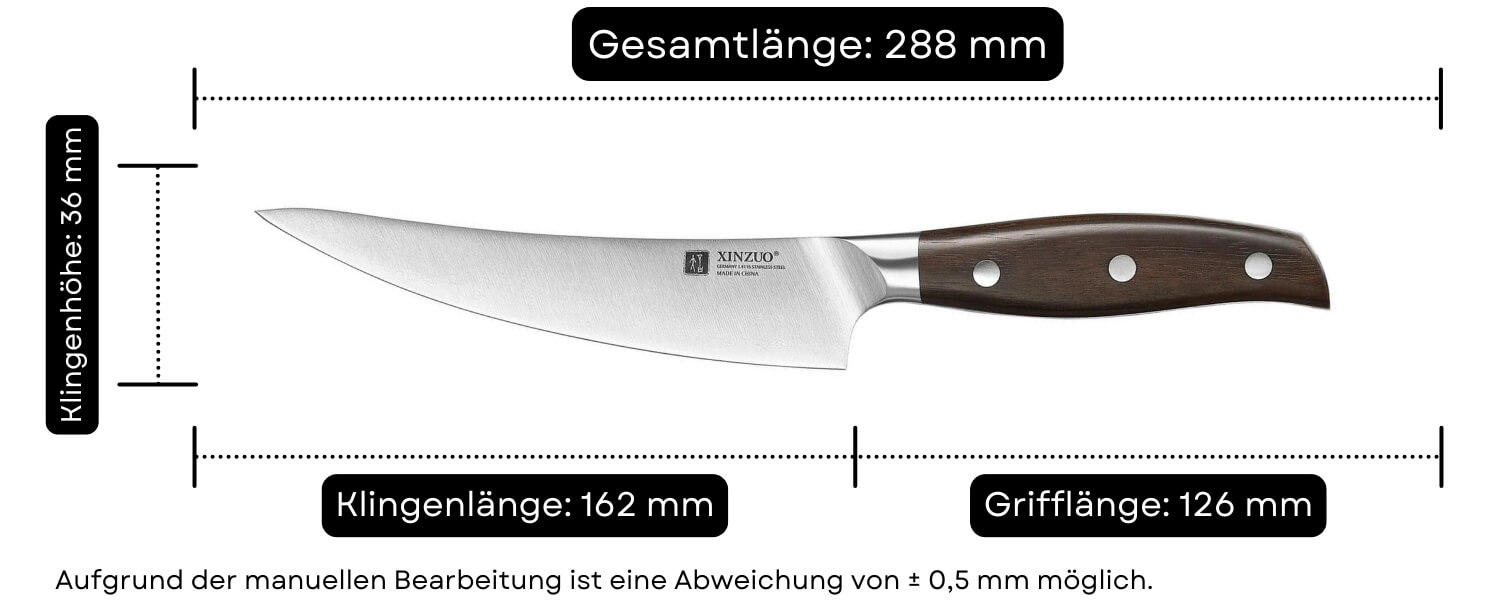 Abmessungen des Ausbeinmessers XinZuo Zhi B35