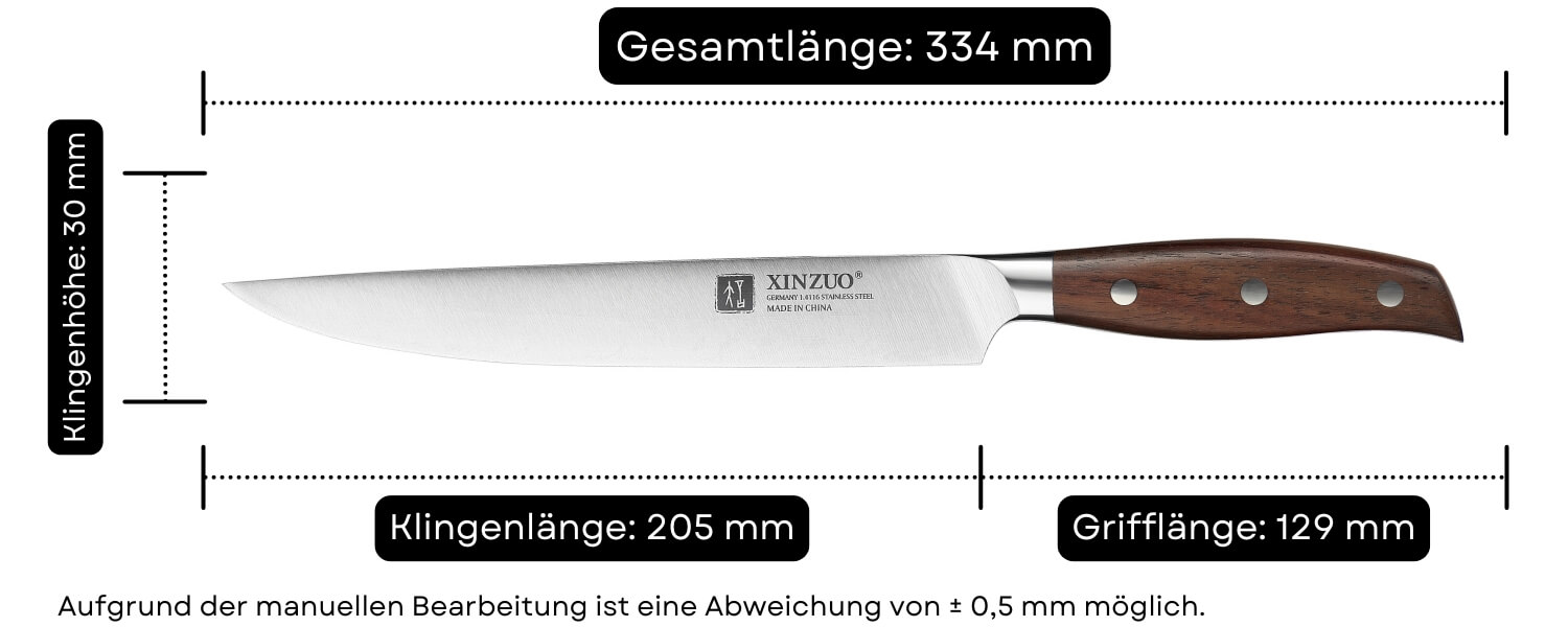 Abmessungen des Fleischmessers XinZuo Zhi B35